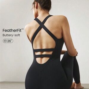 Black Strappy Back Activewear Bodysuit